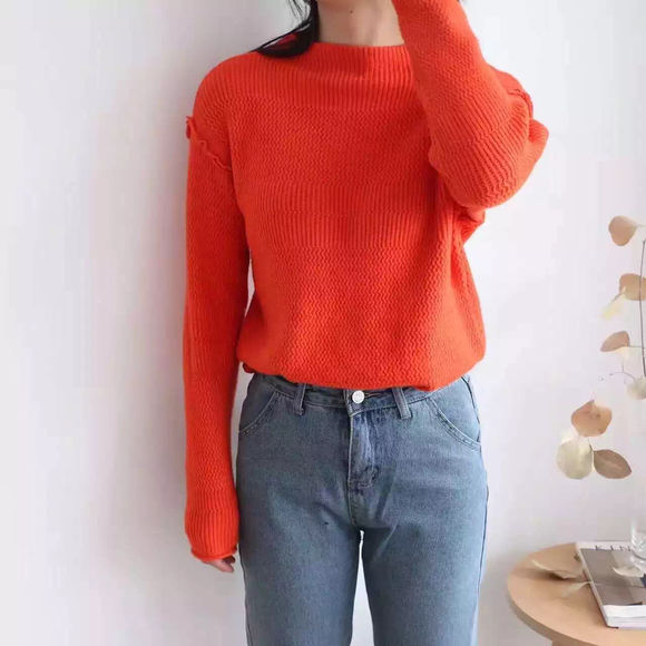 打底百搭拼色毛衣,日韩系风格搭配衣服