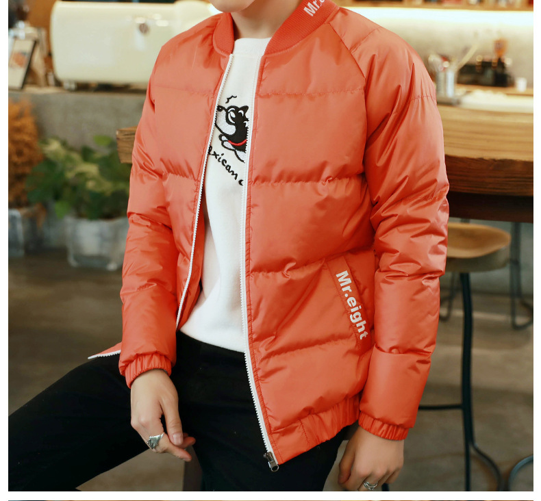 棒球领加厚棉服外套，冬日下的阳光型男