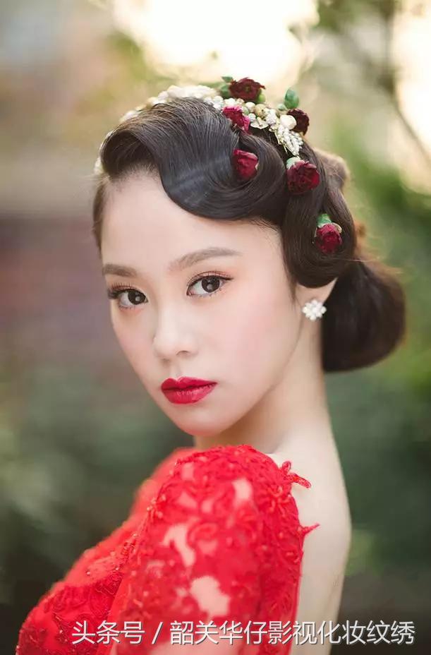 敬酒服复古礼帽新娘造型,新娘新款式敬酒服款式大全