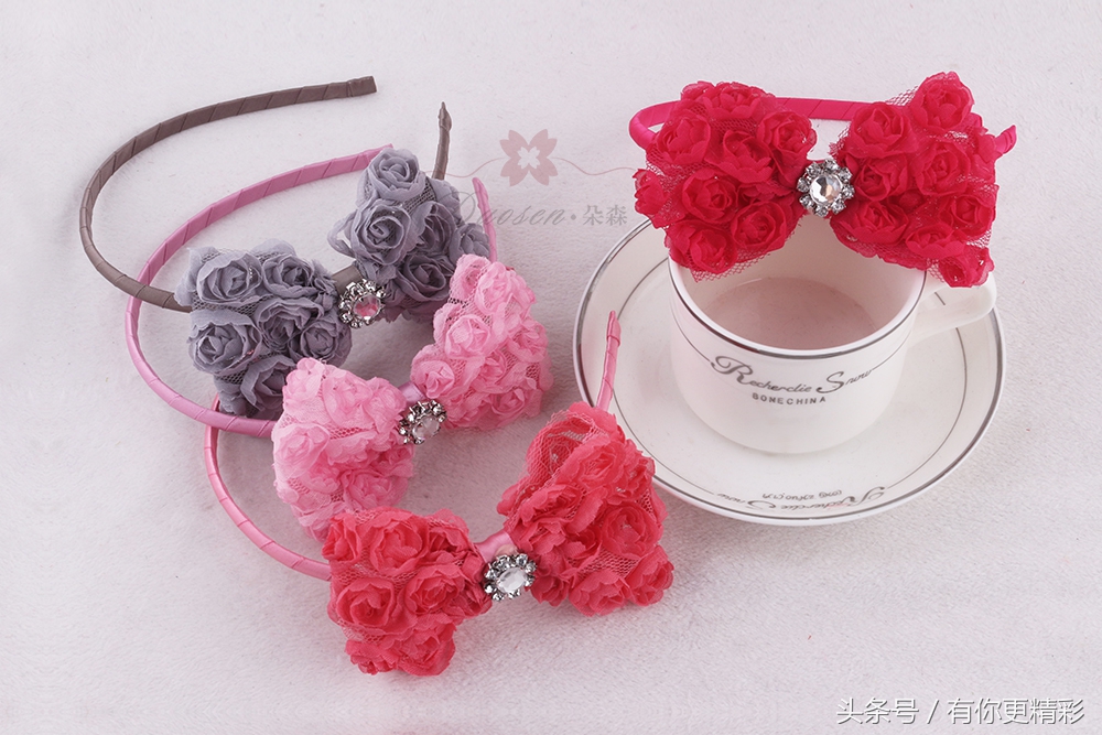 玫瑰花水钻发夹头饰,玫瑰花发夹头饰网红爆款