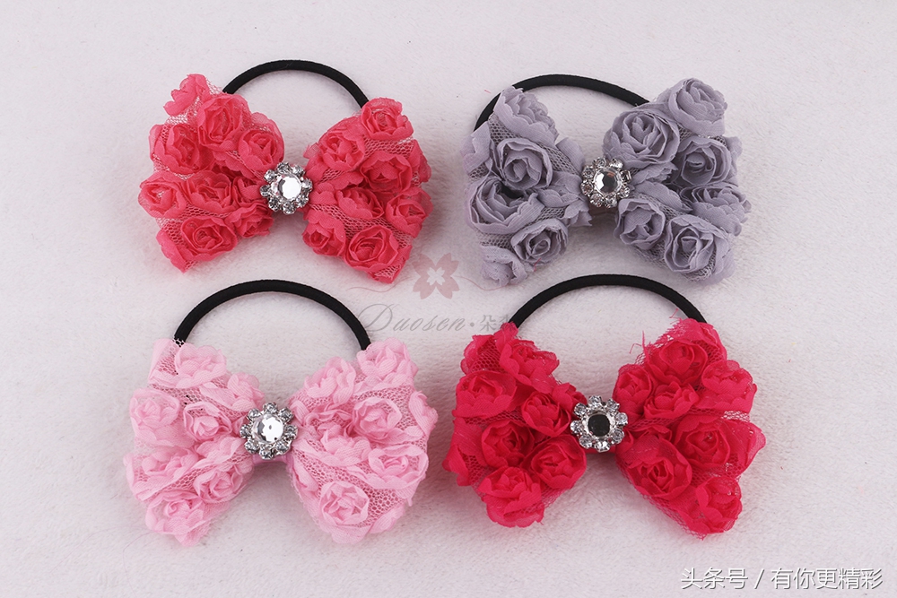 玫瑰花水钻发夹头饰,玫瑰花发夹头饰网红爆款