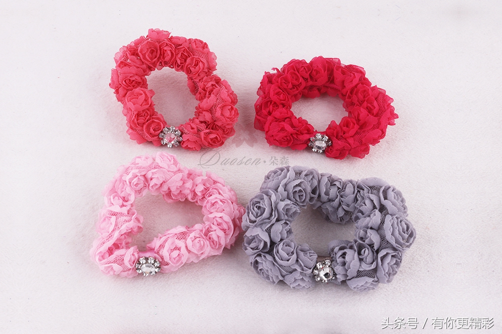 玫瑰花水钻发夹头饰,玫瑰花发夹头饰网红爆款