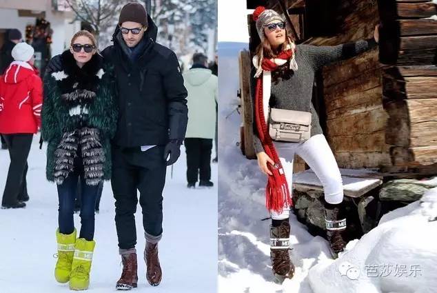 袁姗姗穿过膝长靴街拍,袁姗姗滑雪穿的浅粉色羽绒服