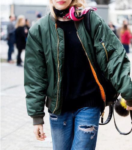 冬季绿夹克穿搭,绿色夹克秋冬穿搭
