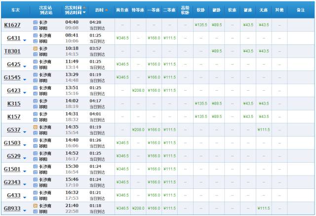 长沙至永州高铁火车时刻表,最新长沙至广州高铁时刻表