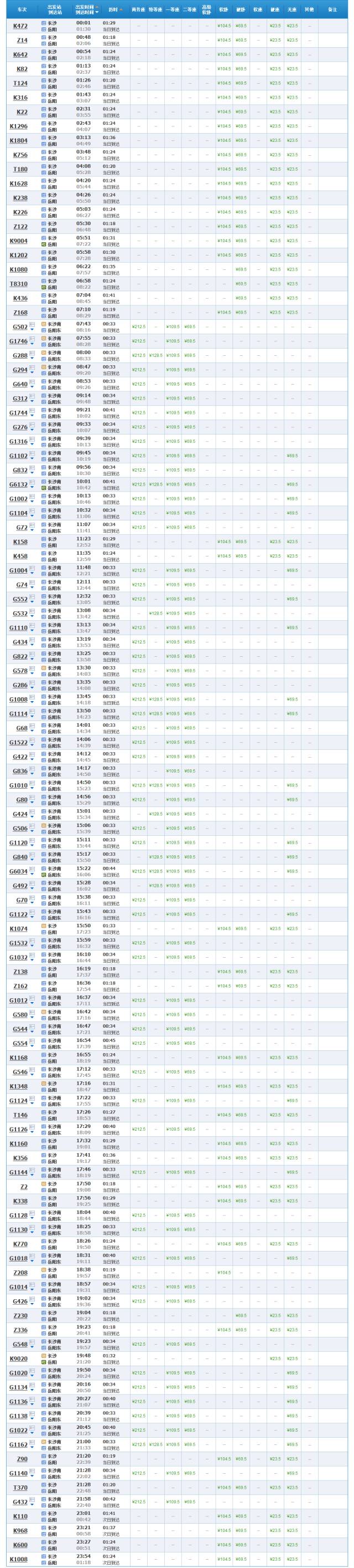 长沙至永州高铁火车时刻表,最新长沙至广州高铁时刻表