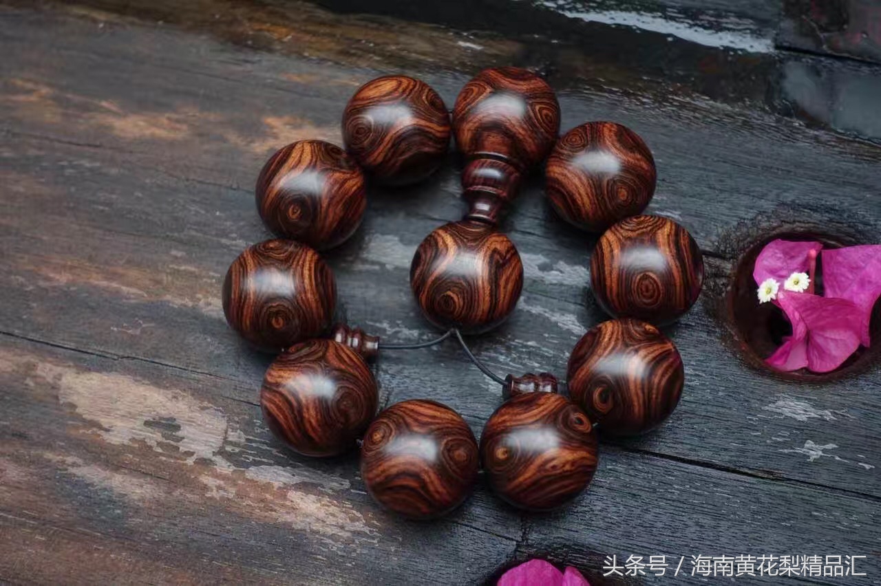 天价顶级海南黄花梨手串,国艺红越南黄花梨佛珠手串