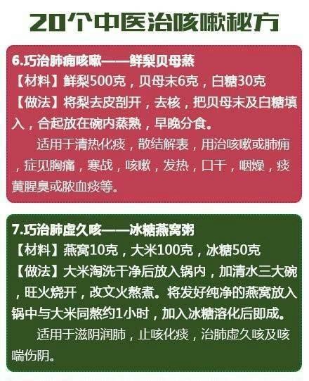 20个巧治咳嗽的小妙招，收着先，希望对大家有帮助