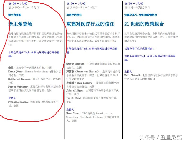 达沃斯论坛金星,金星达沃斯论坛全程