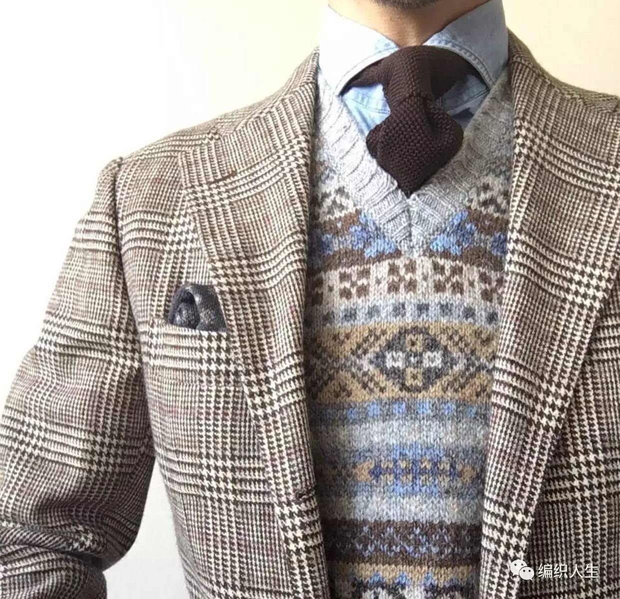 根西岛毛衣,费尔岛圆肩毛衣图解