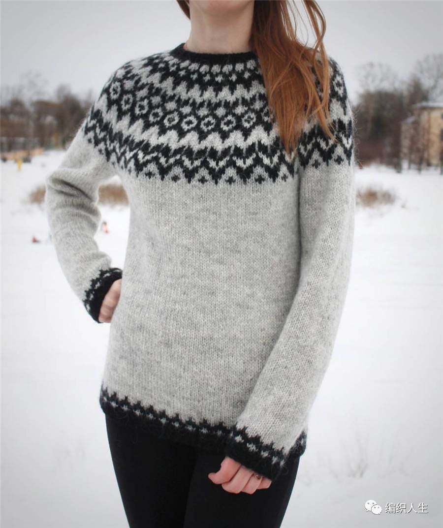 根西岛毛衣,费尔岛圆肩毛衣图解