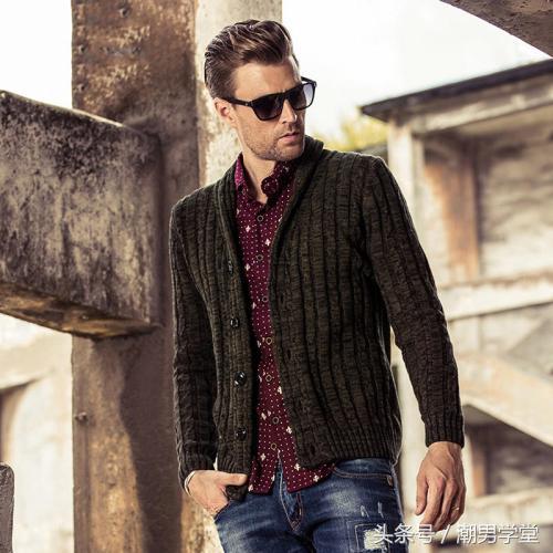 慵懒开衫毛衣搭配男人,时尚型男毛衣搭配