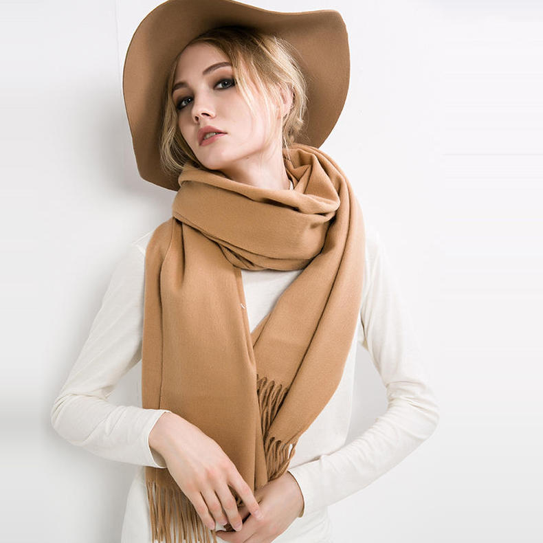 日系秋冬围巾穿搭,围巾没有流苏怎么系好看