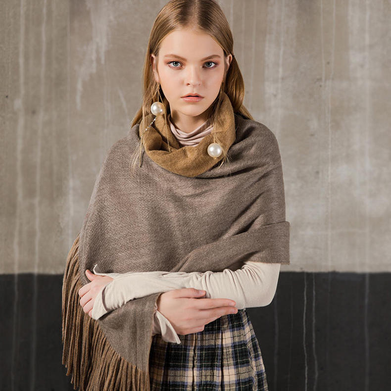 日系秋冬围巾穿搭,围巾没有流苏怎么系好看