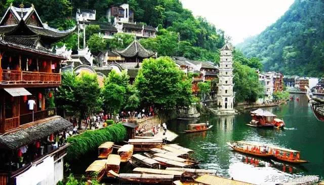 湘西凤凰城沱江风景,印象湘西凤凰古城