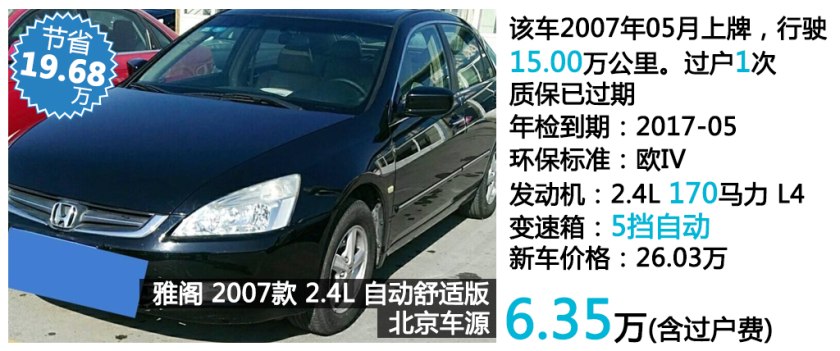 9代雅阁二手车油耗,值得入手的二手车本田雅阁