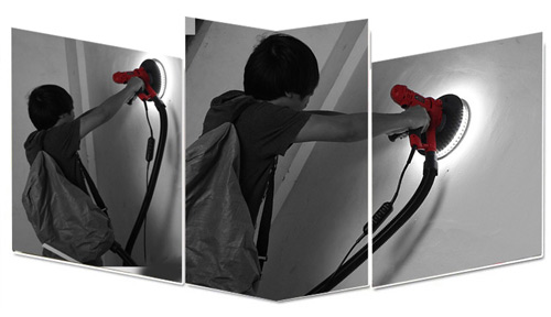 自吸尘墙面腻子打磨机,无刷打磨腻子机器