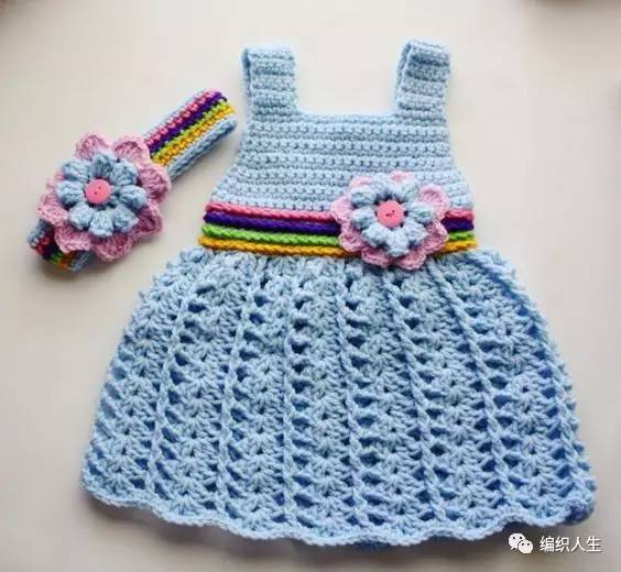 从下往上编织毛线背心裙怎样减针,毛线编织宝宝拼色背心裙图片大全