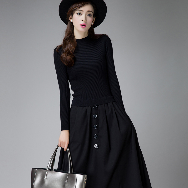 40岁胖女连衣裙过膝遮肚子显瘦,胖mm推荐连衣裙冬季