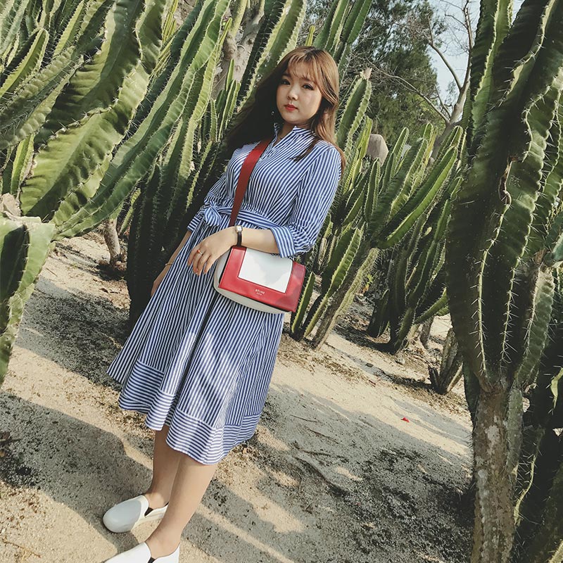 40岁胖女连衣裙过膝遮肚子显瘦,胖mm推荐连衣裙冬季