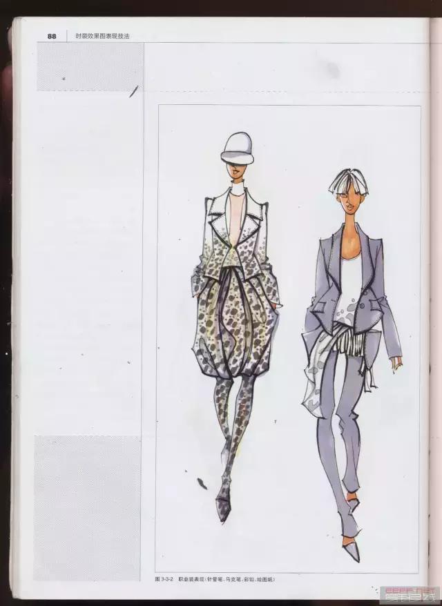 服装插图手绘教程,时装画手绘服装效果图