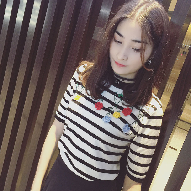 显瘦条纹t恤长袖女,时尚显瘦条纹t恤女装