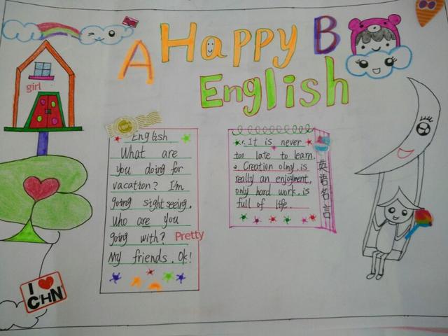 使出洪荒之力画手抄报,英语自画像为主题手抄报