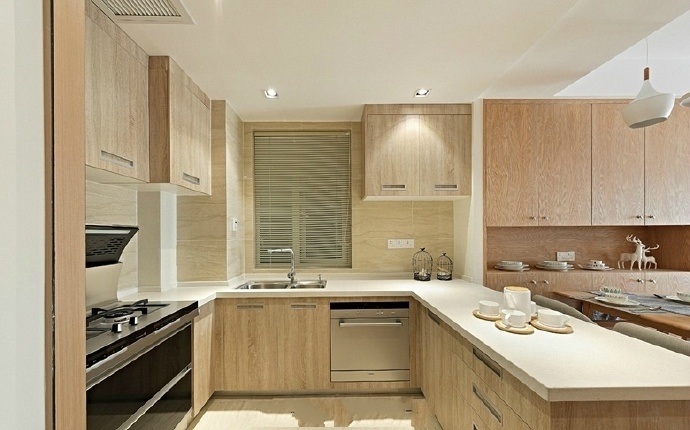 轻奢极简开放式橱柜,新中式装修原木橱柜