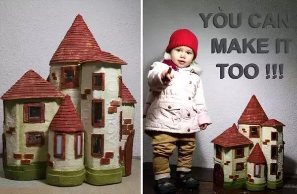 自制用塑料瓶做的特别大城堡,手工制作幼儿园废物利用梦幻城堡