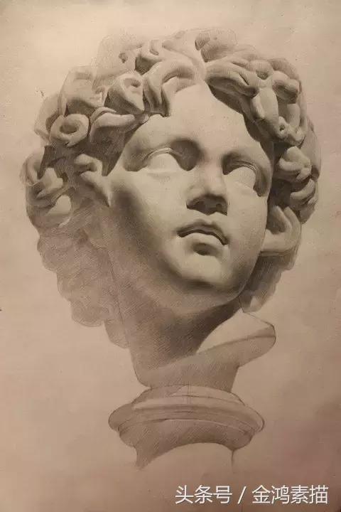 石膏像精美素描分享,石膏像结构素描的画法和步骤