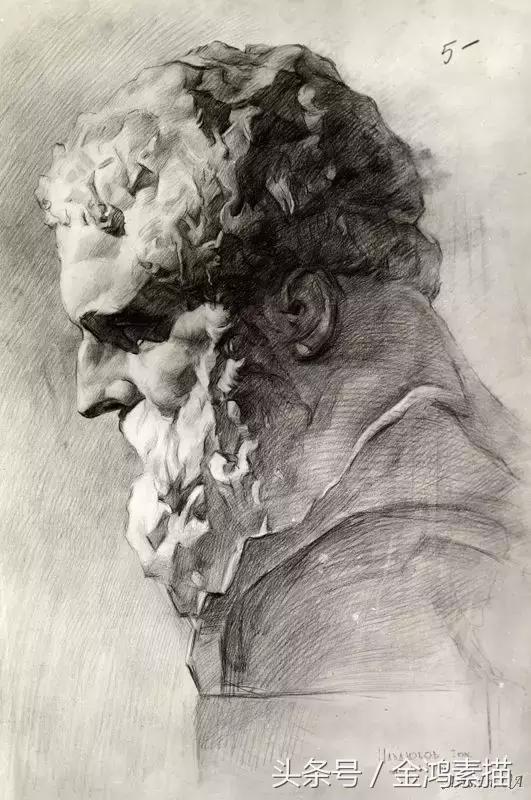 石膏像精美素描分享,石膏像结构素描的画法和步骤