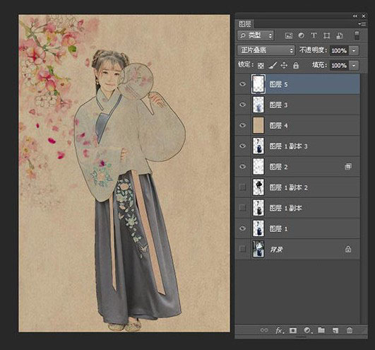 ps如何做成古风水墨晕染特效教程,ps荷花古风人物调色视频教程