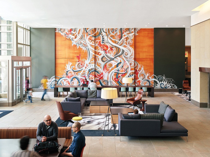 轻奢酒店风纽约Dock72写字楼大堂与公共空间设计欣赏