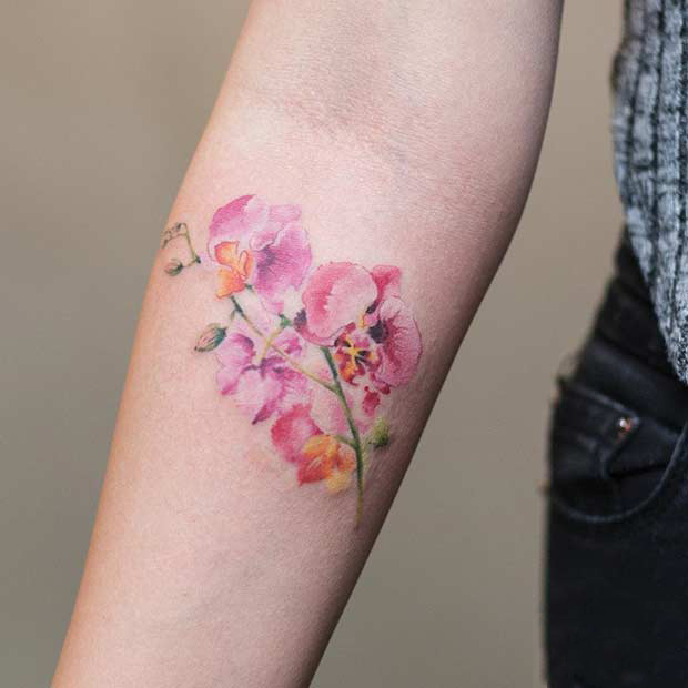 27款美到让人窒息的水彩花纹身！