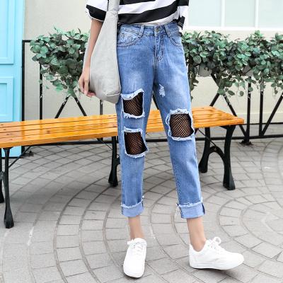 24年流行的破洞牛仔裤,渔网破洞牛仔裤