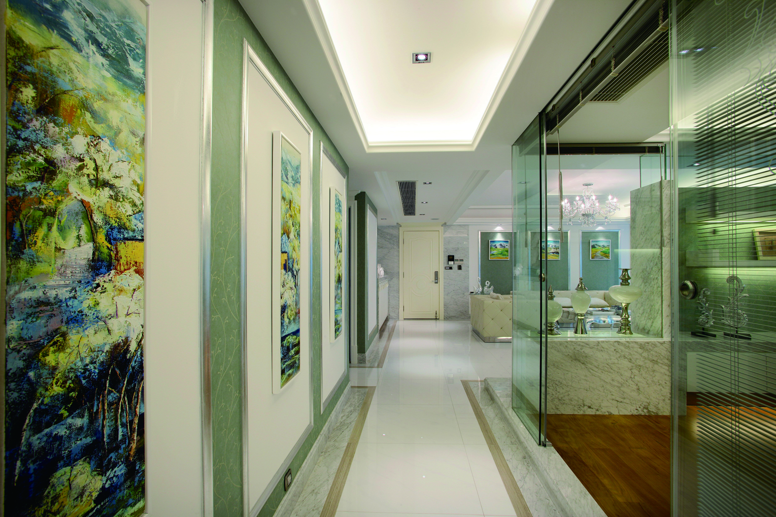 法式装修玻璃隔断房,郑州客厅玻璃隔断设计