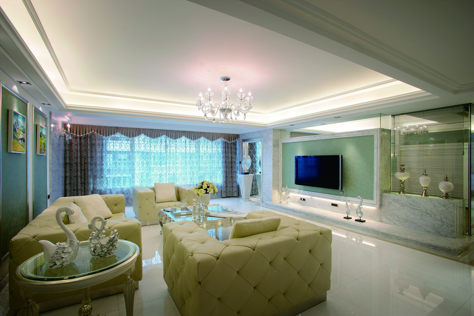 法式装修玻璃隔断房,郑州客厅玻璃隔断设计