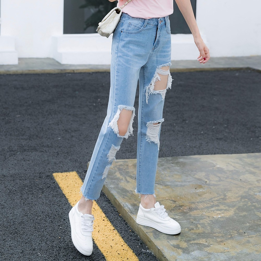 瘦腿破洞裤,破洞裤显瘦还是不破洞的显瘦