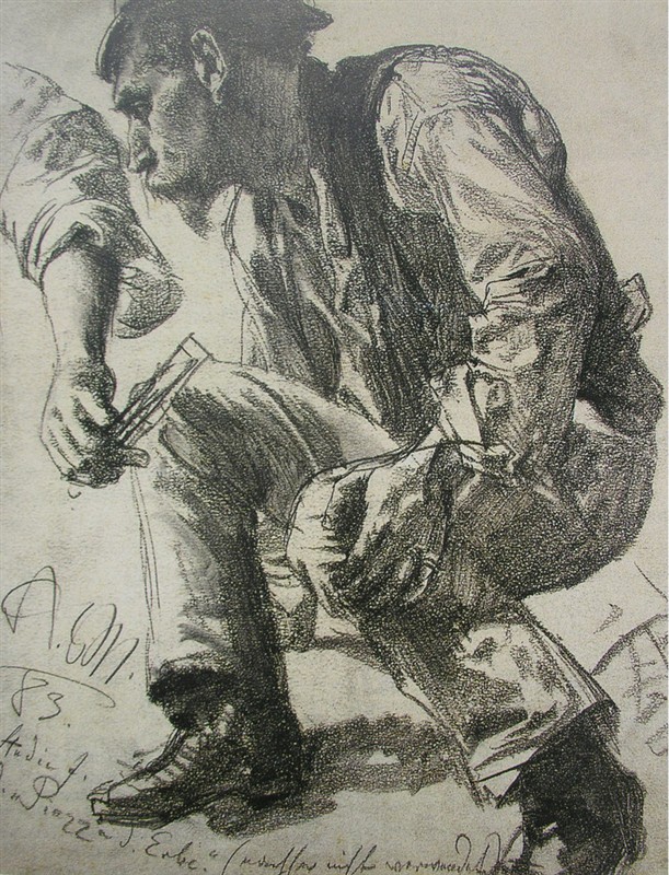 阿尔道夫门采尔素描作品赏析,素描大师门采尔速写