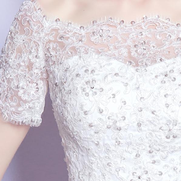 超美拖尾婚纱,法式轻奢小拖尾婚纱