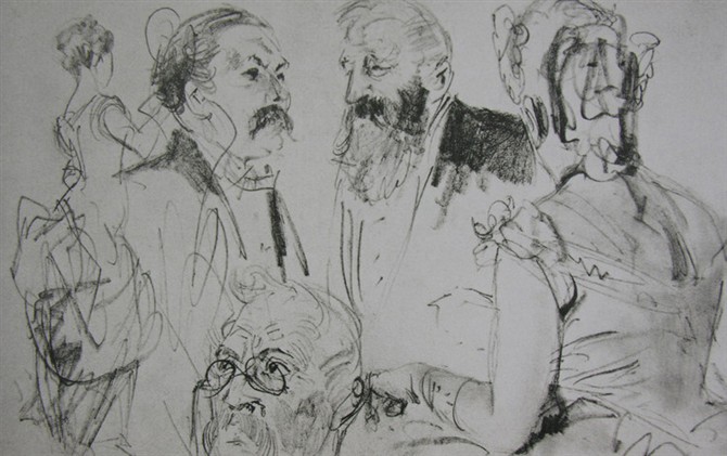 阿尔道夫门采尔素描作品赏析,素描大师门采尔速写