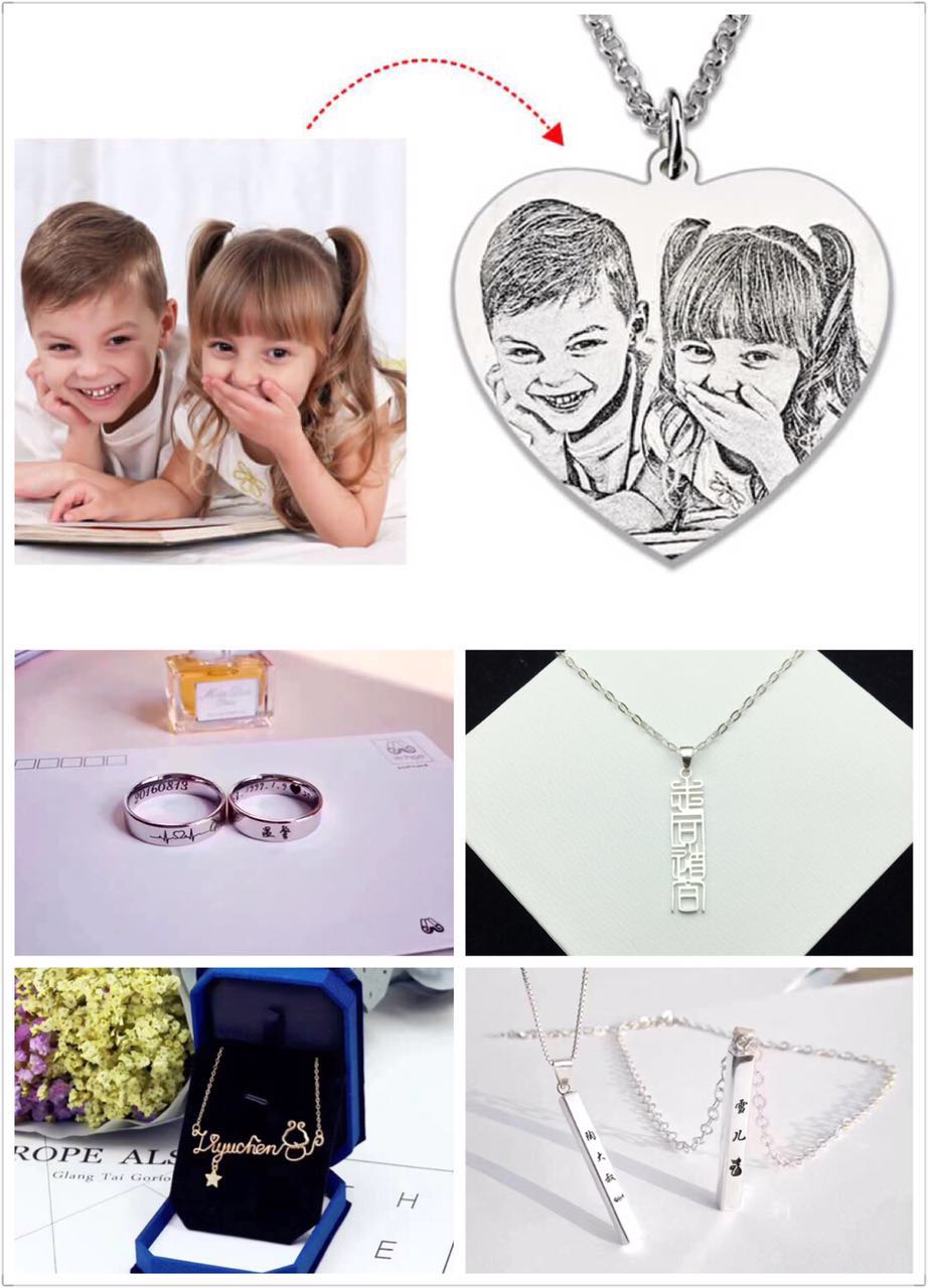 纯银戒指手镯耳环项链定制 (纯银项链带礼盒)