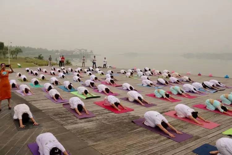 美翻了！数百人齐秀瑜伽，“绘”成宛陵湖畔最美风景！