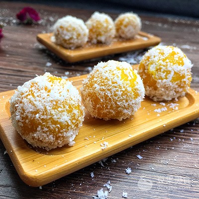 椰蓉紫薯球轻食,紫薯南瓜球