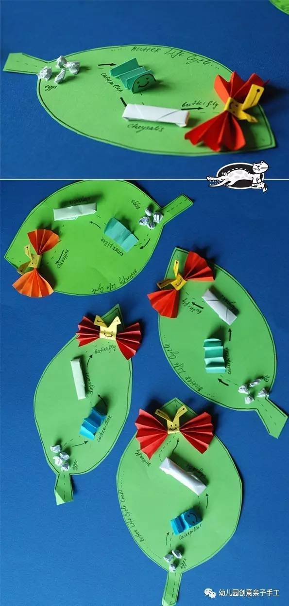 手工蝴蝶折纸幼儿园简单又漂亮,虫虫变成大蝴蝶