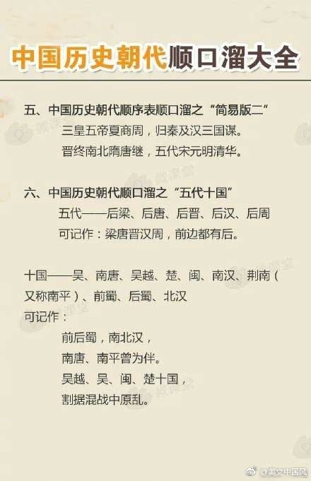中国历史朝代顺口溜完整版图片,中国历史朝代顺口溜香港版