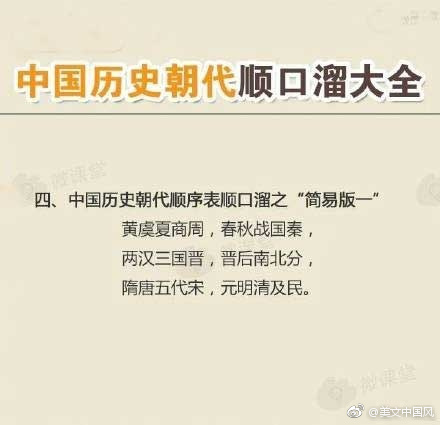 中国历史朝代顺口溜完整版图片,中国历史朝代顺口溜香港版