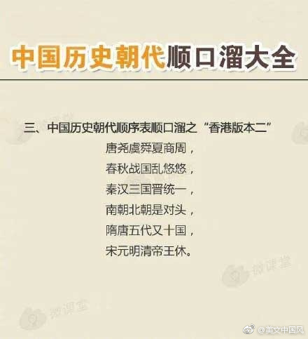 中国历史朝代顺口溜完整版图片,中国历史朝代顺口溜香港版