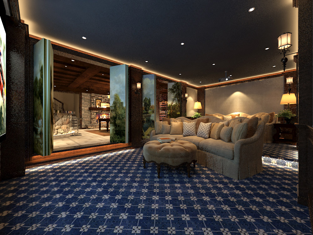 艺术雕琢华贵的妆点艺术的殿堂，听雨观澜流水别墅480平，林凤装饰全案整装设计