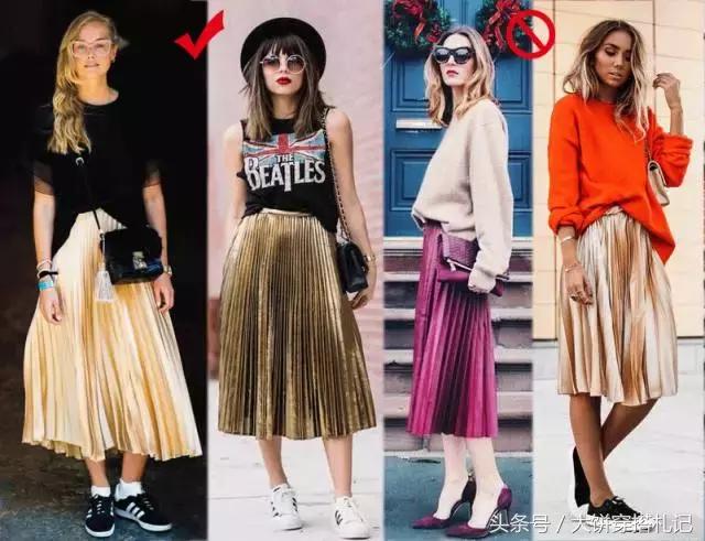 不同颜色百褶裙穿搭春天,不同身高百褶裙长度